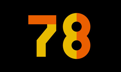 78 Orange Logo Number Half Yellow Simple