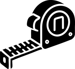 Silhouette of tape measure tool, measurement and construction equipment icon
