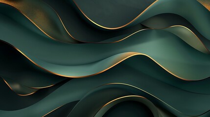 Dark green and gold luxury line overlap layered abstract background