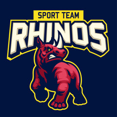 Rhino Sport Mascot Logo Illustration