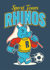 Fototapeta premium Rhino Sport Mascot Shirt Design in Vintage Style