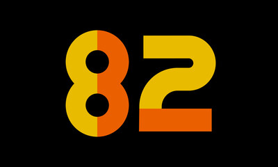 82 Orange Logo Number Half Yellow Simple