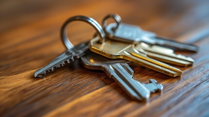 Close-Up of Keys on Wooden Table created by ai