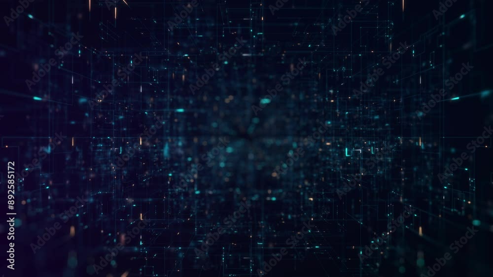 Poster digital binary code matrix background. digital big data flow or stream background with technology li
