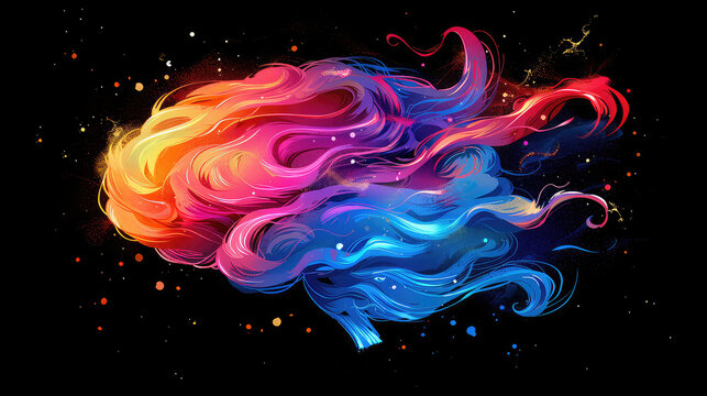 Concept art of a human brain exploding with knowledge and creativity. generative ai