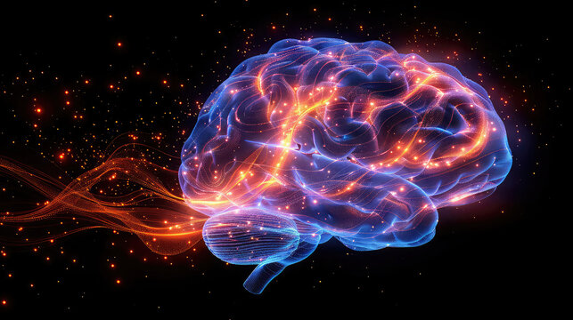 Concept art of a human brain exploding with knowledge and creativity. generative ai