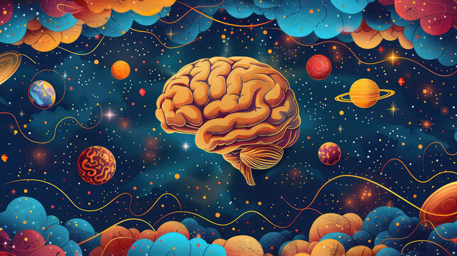 Concept art of a human brain exploding with knowledge and creativity. generative ai