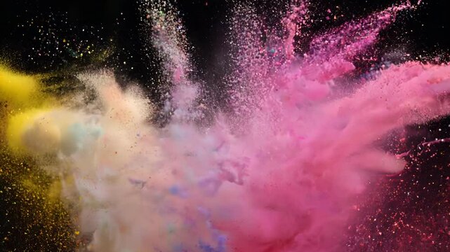 Colorful powder explosion in slow motion
