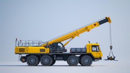Yellow Mobile Crane with Boom Extended.