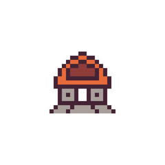 Pagoda building house icon pixel art style, isolated on white, vector graphic illustration. Design for stickers, logo, web and mobile app.