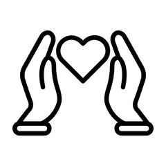 Heart with hands Vector Line Icon Design