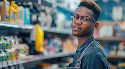 Fototapeta premium Young worker starting their first job in a retail store.