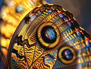 Fototapeta premium Detailed Close-up of Vibrant Micro Butterfly Art with Accurate Colors and Intricate Wing Patterns under Bright Lighting