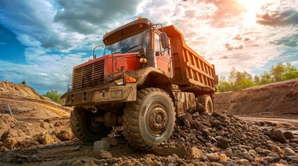 Dump Truck On Construction Site.