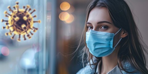 Innovative Virus Protection Concept: Cutting-edge Digital Shield Safeguarding Human Health. Advanced Immune Defense Visualization Against Microscopic Threats. Futuristic Medical Technology for Persona