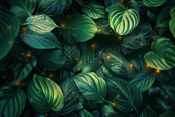 Abstract green leaves line texture with light