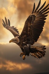 Fototapeta premium A majestic eagle swooping down from the sky to cat 312 bird, flying, eagle, flight, hawk, sky, fly, wings, wildlife, nature, falcon, animal, raptor, predator, wing, feather, blue, wild, beak, osprey, 