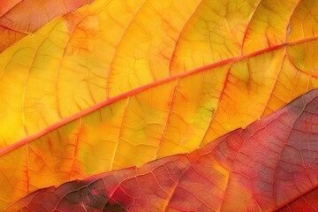 Obraz premium abstract vibrant autumn striped of foliage from nature, detail of leaf textured background