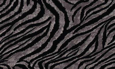 Fashionable Black Tiger Skin Pattern Vector Illustration Seamless Design. Animal Striped Skin Fur Pattern Texture Background