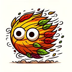 Cartoon style autumn wind on a white background, flat colors