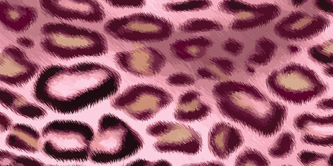 Pink Leopard Skin Texture Pattern Vector. Seamless Animal Wildlife Skin Pattern. Leopard Fur Camouflage Background.