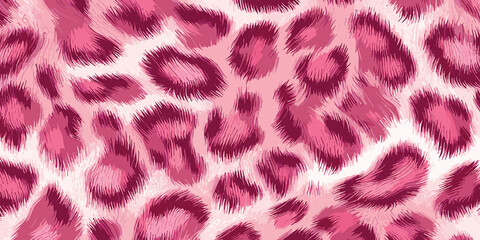 Pink Leopard Skin Texture Pattern Vector. Seamless Animal Wildlife Skin Pattern. Leopard Fur Camouflage Background.