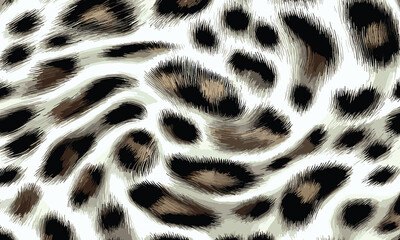 White Leopard Skin Texture Pattern Vector. Seamless Animal Wildlife Skin Pattern. Leopard Fur Camouflage Background.