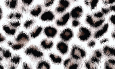 White Leopard Skin Texture Pattern Vector. Seamless Animal Wildlife Skin Pattern. Leopard Fur Camouflage Background.