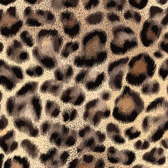 Leopard Skin Texture Pattern Vector. Seamless Animal Wildlife Skin Pattern. Leopard Fur Camouflage Background.