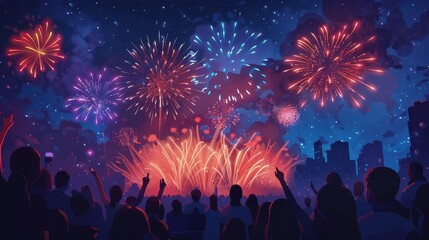 Night Sky Fireworks Celebration