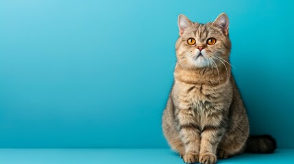 Obraz premium scottish straight shorthair cat on colored background