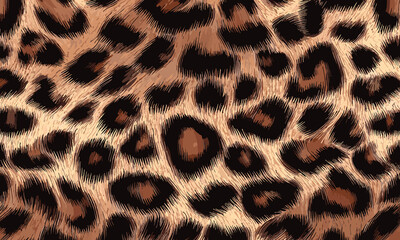Leopard Skin Texture Pattern Vector. Seamless Animal Wildlife Skin Pattern. Leopard Fur Camouflage Background.