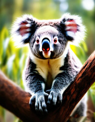 Obraz premium koala in the wild. looks at the camera.