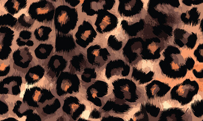 Leopard Skin Texture Pattern Vector. Seamless Animal Wildlife Skin Pattern. Leopard Fur Camouflage Background.