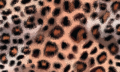 Leopard Skin Texture Pattern Vector. Seamless Animal Wildlife Skin Pattern. Leopard Fur Camouflage Background.