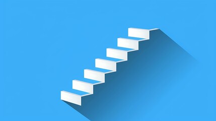 Simple stair icon on blue background