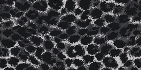 Black Leopard Skin Texture Pattern Vector. Seamless Animal Wildlife Skin Pattern. Leopard Fur Camouflage Background.