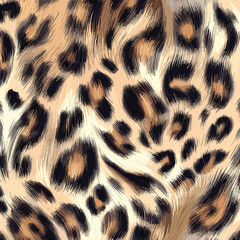 Leopard Skin Texture Pattern Vector. Seamless Animal Wildlife Skin Pattern. Leopard Fur Camouflage Background.