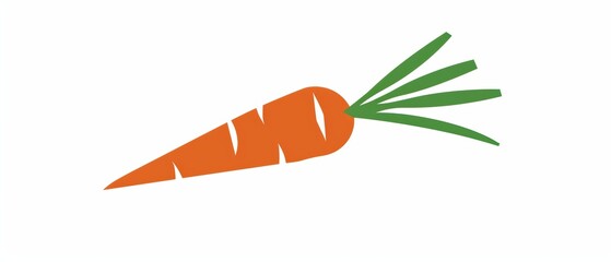 A simple illustration of a carrot, with only one in the center of the image, is a symbol of art. Dynamic on a clean white background.