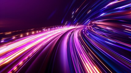 Speed motion abstract violet purple light effect at night