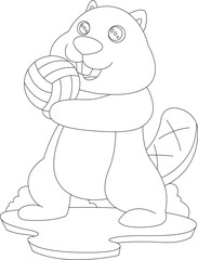 Beaver Volleyball player Volleyball Animal Vector Graphic Art Illustration