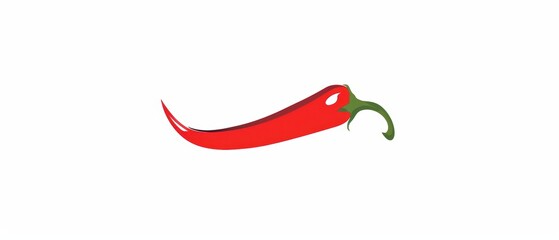 A simple illustration of a chili with only one chili in the middle of the picture, which is a symbol of art. Dynamic on a clean white background.