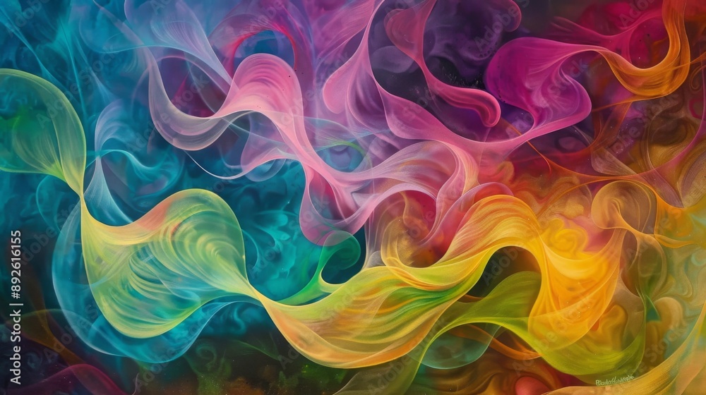 Wall mural Abstract swirls of vibrant colors blending seamlessly on a textured canvas