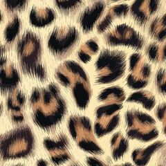 Leopard Skin Texture Pattern Vector. Seamless Animal Wildlife Skin Pattern. Leopard Fur Camouflage Background.