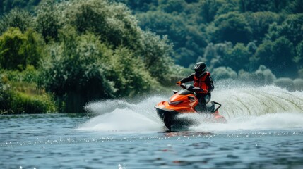 Jet skier performing tricks on the water