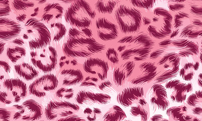 Pink Leopard Skin Texture Pattern Vector. Seamless Animal Wildlife Skin Pattern. Leopard Fur Camouflage Background.