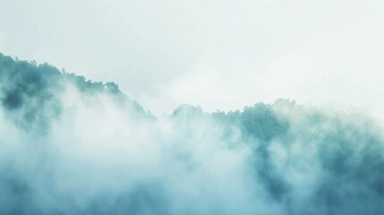 fogging hill on morning. copy space