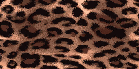 Leopard Skin Texture Pattern Vector. Seamless Animal Wildlife Skin Pattern. Leopard Fur Camouflage Background.