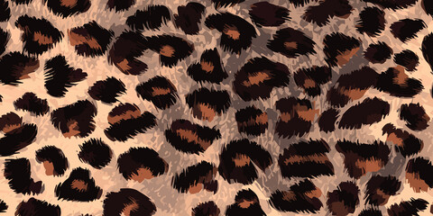 Leopard Skin Texture Pattern Vector. Seamless Animal Wildlife Skin Pattern. Leopard Fur Camouflage Background.