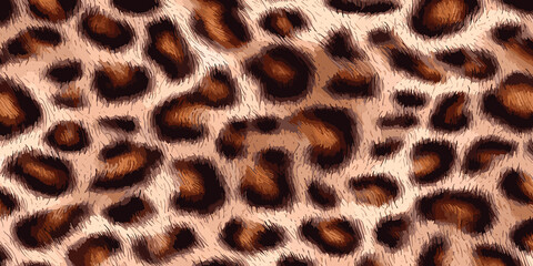 Leopard Skin Texture Pattern Vector. Seamless Animal Wildlife Skin Pattern. Leopard Fur Camouflage Background.
